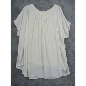 Vintage Laise Adzer Blouse Womens One Size 80s Lagenlook Artsy Tunic Boho Ivory